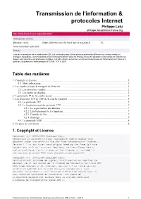 Transmission De L'information & Protocoles Internet