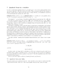 7 Quadratic Forms in N Variables
