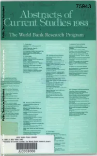 Abstracts of Current Studies 1983