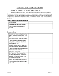 Checklist for Condominium Development