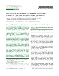Epidemiological Characteristics of Scab of Japanese Apricot in Korea