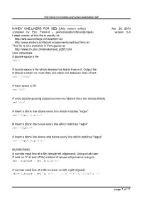 HANDY ONE-LINERS for SED (Unix Stream Editor) Apr