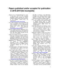 Papers Published And/Or Accepted for Publication in 2018-2019 (List Incomplete)