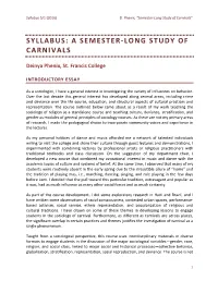 Syllabus: a Semester-Long Study of Carnivals