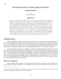 The Evolution of the US Advisory Effort in Viet Nam: Lessons Learned