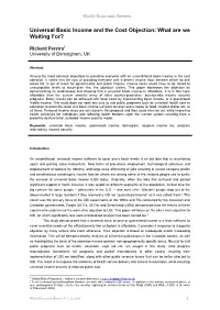Universal Basic Income and the Cost Objection: What Are We Waiting For?