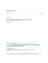 An Exegetical Approach to Gen. 3:15 Stephen Rowe