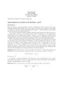 Approximations in Numerical Analysis, Cont'd