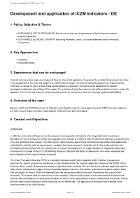 Development and Application of ICZM Indicators - DE