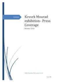 Kevork Mourad Exhibition– Press Coverage Summer 2019
