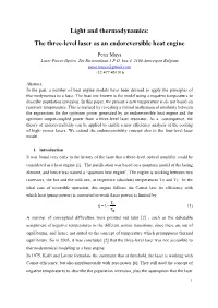 Light and Thermodynamics: the Three-Level Laser As an Endoreversible Heat Engine