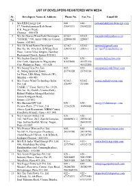 LIST of DEVELOPERS REGISTERED with MEDA Sr. No
