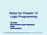 Notes for Chapter 12 Logic Programming