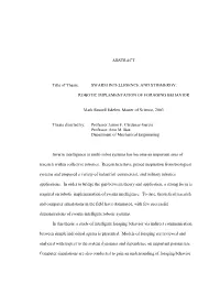 ABSTRACT Title of Thesis: SWARM INTELLIGENCE and STIGMERGY