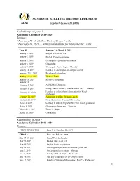 ACADEMIC BULLETIN 2018-2020 ADDENDUM AIIAS (Updated October 20, 2020)