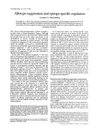 Allotype Suppression and Epitope-Specific Regulation Leonore A