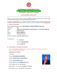 Institutional Confirmation Form: 4Th Batch of SEA-TVET Student Exchange (Exchange in August 2019 Onwards)