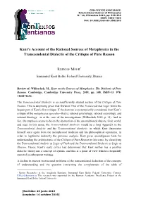 Kant's Account of the Rational Sources of Metaphysics in The