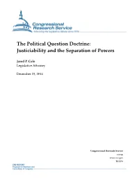 The Political Question Doctrine: Justiciability and the Separation of Powers