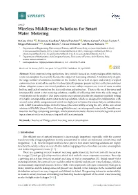 Wireless Middleware Solutions for Smart Water Metering