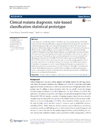 Clinical Malaria Diagnosis: Rule-Based Classification Statistical Prototype