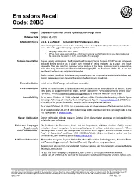 Emissions Recall Code: 20BB