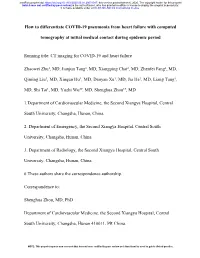 How to Differentiate COVID-19 Pneumonia from Heart Failure with Computed