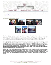Senior Wish Program Wishes That Came True
