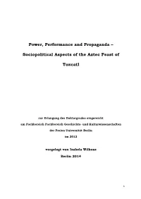 Sociopolitical Aspects of the Aztec Feast of Toxcatl