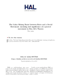 The Gafsa Mining Basin Between Riots and a Social Movement: Meaning and Significance of a Protest Movement in Ben Ali’S Tunisia Eric Gobe
