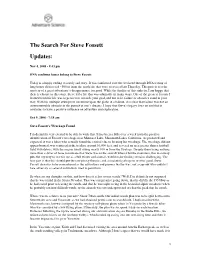 The Search for Steve Fossett Updates