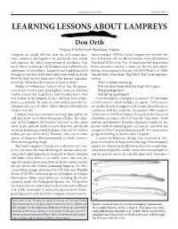 Learning Lessons About Lampreys Don Orth