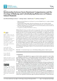 Relationship Between Socio-Emotional Competencies and the Overlap of Bullying and Cyberbullying Behaviors in Primary School Students