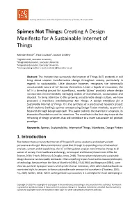 Spimes Not Things: Creating a Design Manifesto for a Sustainable Internet of Things