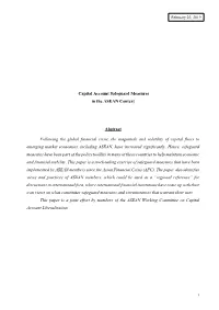 Capital Account Safeguard Measures in the ASEAN Context Abstract