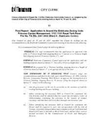 Final Report - Application to Amend the Etobicoke Zoning Code Princess Garden Management, 1137-1141 Royal York Road File No