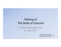 Making of the Book of Concord a Historic Backgrounder 21-May-2017