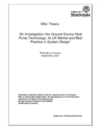 Msc Thesis: 'An Investigation Into Ground Source Heat Pump