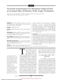 Neuronal Sensitization for Histamine-Induced Itch in Lesional Skin of Patients with Atopic Dermatitis