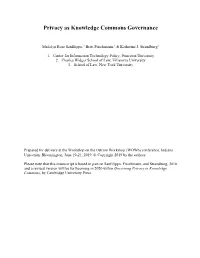 Privacy As Knowledge Commons Governance