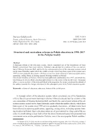 Structural and Curriculum Reforms in Polish Education in 1998–2017 in the Polityka Weekly