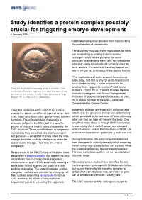 Study Identifies a Protein Complex Possibly Crucial for Triggering Embryo Development 6 January 2010