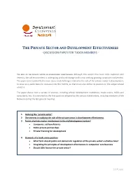The Private Sector and Development Effectiveness - Discussion Paper for Tudcn Members