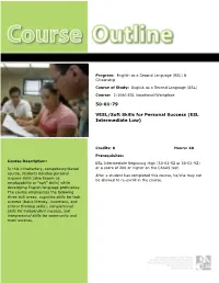 50-01-79 VESL/Soft Skills for Personal Success (ESL Intermediate Low)