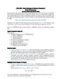 Basic Principles of Modern Chemistry II Week 10 Resources