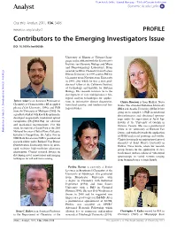 Contributors to the Emerging Investigators Issue