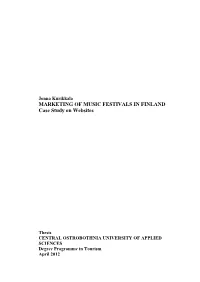 MARKETING of MUSIC FESTIVALS in FINLAND Case Study on Websites