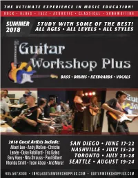 Summer Study with Some of the Best! 2018 All Ages • All Levels • All Styles