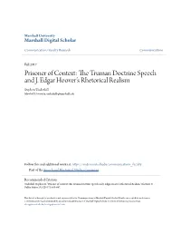 The Truman Doctrine Speech and J. Edgar Hoover’S Rhetorical Realism