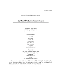 Ceph Parallel File System Evaluation Report